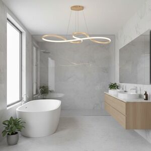Modern Bathroom LED Light Gold Dimmable Remote Lighting Fixture 29.5" New In Box